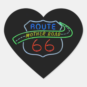 Route 66, Mutterstrasse, Neon-Zeichen Herz-Aufkleber