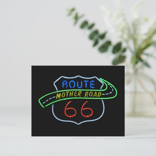 Route 66 "Mutterstrasse" Neon-Zeichen Postkarte (Stehend Vorderseite)
