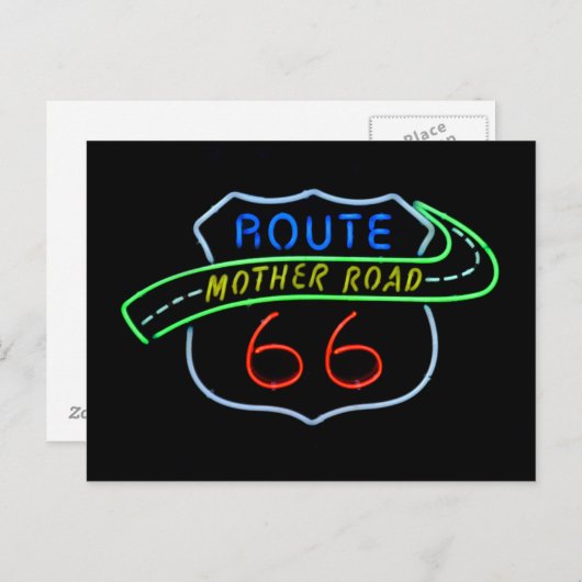 Route 66 "Mutterstrasse" Neon-Zeichen Postkarte (Vorne/Hinten)