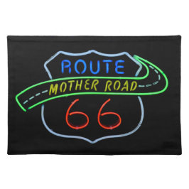 Route 66, Mutterstrasse, Neon-Zeichen Stofftischset