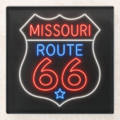 Route 66 Neon-Americana-Bar-Dekor Glasuntersetzer (Vorderseite)