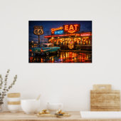 Route 66 Neon-Diner-Nächte Poster (Küche)