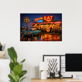 Route 66 Neon-Diner-Nächte Poster (Heimbüro)