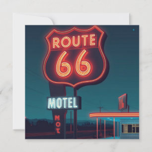 Route 66 Neon-Motel Nacht-Reise-Kunst Feiertagskarte