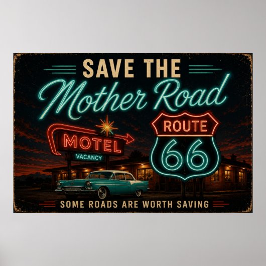 Route 66 Neon-Motel-Nächte Poster (Vorne)