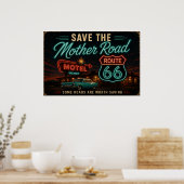 Route 66 Neon-Motel-Nächte Poster (Küche)