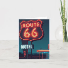 Route 66 Neon Motel Night Travel Art Feiertagskarte