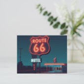Route 66 Neon Motel Night Travel Art Postkarte (Stehend Vorderseite)