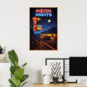 Route 66 Neon Nights Litho Poster (Heimbüro)