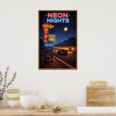 Route 66 Neon Nights Litho Poster (Küche)