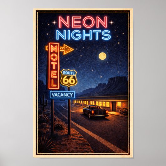 Route 66 Neon Nights Litho Poster (Vorne)