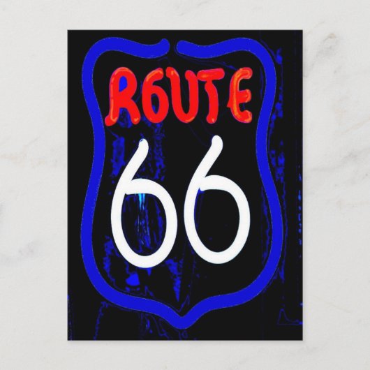 Route 66 Neon Sign von Berwyn Il. Postkarte (Vorderseite)