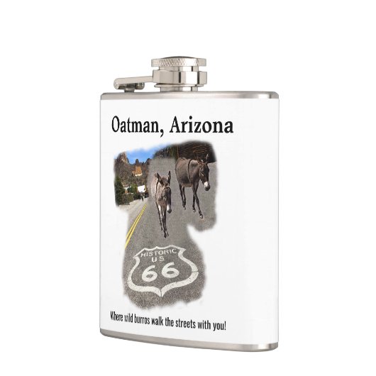 Route 66 Oatman Arizona Burros auf der Straße Kaff Flachmann (Links)