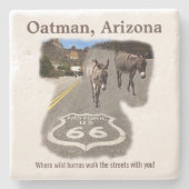Route 66 Oatman Arizona Burros auf der Straße Steinuntersetzer (Vorderseite)