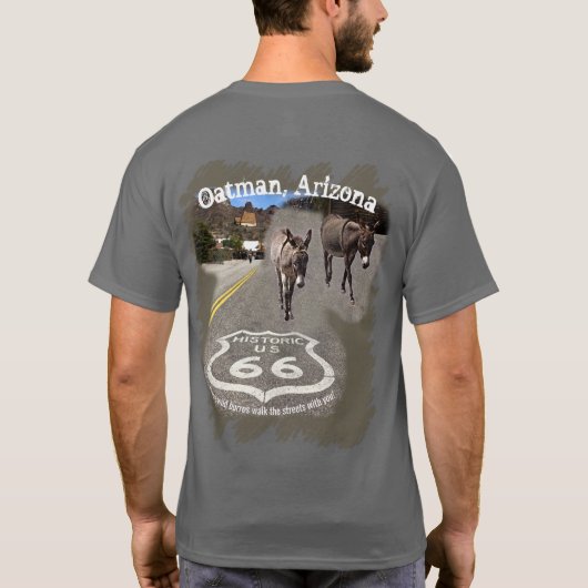 Route 66 Oatman Arizona Burros auf der Straße T-Shirt (Rückseite)