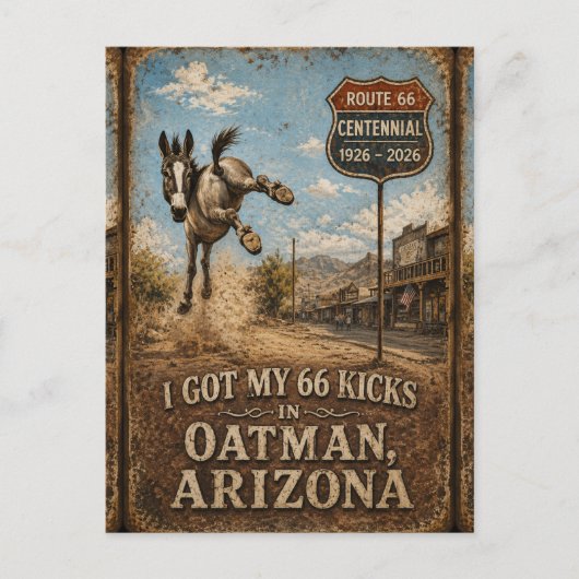 Route 66 Oatman Esel Roadside Lachen Postkarte (Vorderseite)