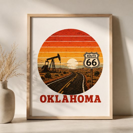Route 66 Oklahoma Ölfeld Sunset Highway Poster