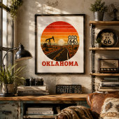 Route 66 Oklahoma Ölfeld Sunset Highway Poster