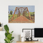 Route 66 Oklahoma Rock Creek Bridge Wasserfarbe Poster (Heimbüro)