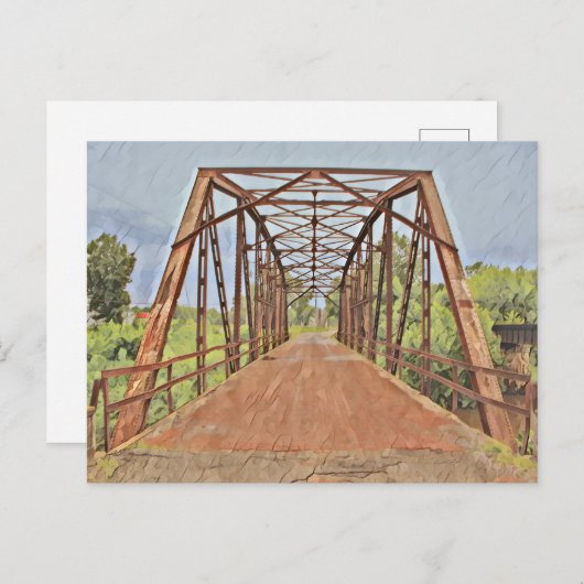 Route 66 Oklahoma Rock Creek Bridge Wasserfarbe Postkarte (Vorne/Hinten)