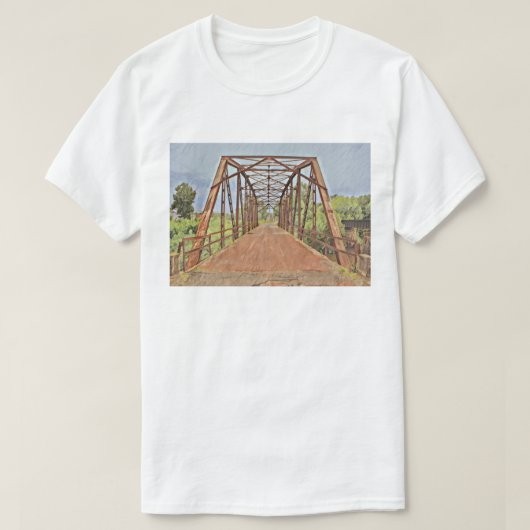 Route 66 Oklahoma Rock Creek Bridge Wasserfarbe T-Shirt (Design vorne)