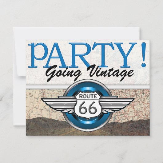 Route 66 - Oldtimer- Einladung (Vorderseite)