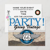 Route 66 - Oldtimer- Einladung (Vorne/Hinten)