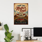 Route 66 Oldtimer Mutterstraße Erbe Retro Kunst Poster (Heimbüro)