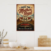 Route 66 Oldtimer Mutterstraße Erbe Retro Kunst Poster (Küche)