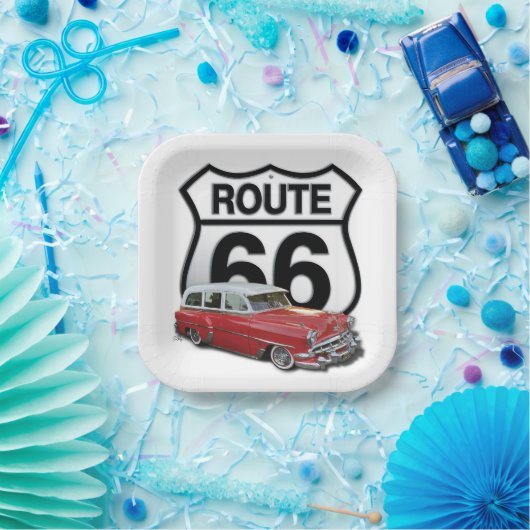 Route 66 Oldtimer Pappteller (Party)