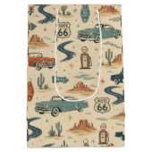 Route 66 Oldtimer Retro-Geschenk Kunst Mittlere Geschenktüte (Rückseite)