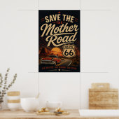 Route 66 Oldtimer - Rette die Mother Road Poster (Küche)