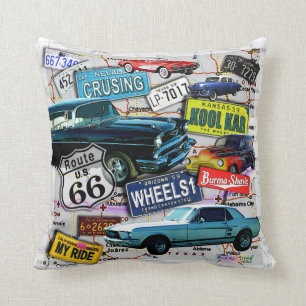 Route 66, Oldtimer, Roadtrips Kissen