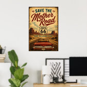 Route 66 Oldtimer-Wüstenstraße Americana Poster (Heimbüro)