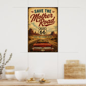 Route 66 Oldtimer-Wüstenstraße Americana Poster (Küche)