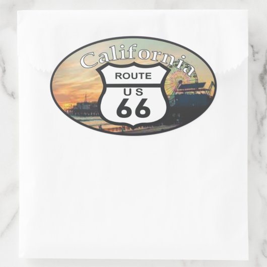 route 66 ovaler aufkleber (Tasche)