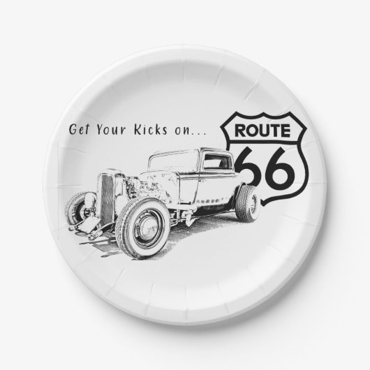 Route 66 Papierplatte Pappteller (Vorderseite)