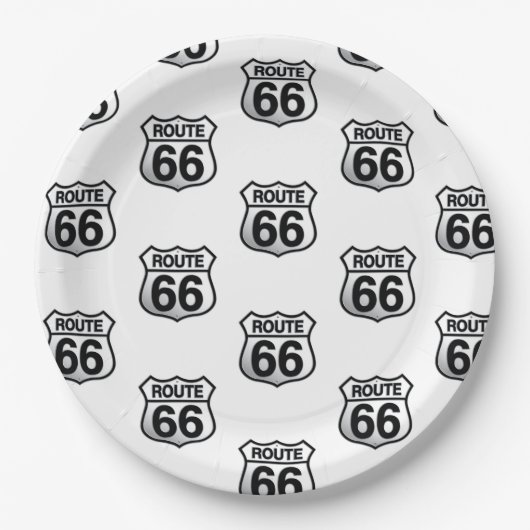 Route 66 Papierschild kleine Schild. Pappteller (Vorderseite)