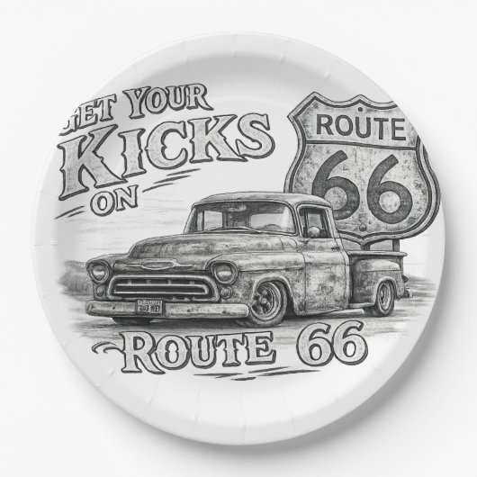 Route 66 Pappteller (Vorderseite)