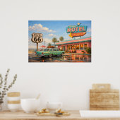 Route 66 Paradise Motel Roadside Glow Poster (Küche)