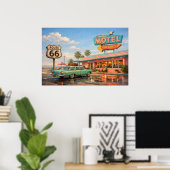 Route 66 Paradise Motel Roadside Glow Poster (Heimbüro)