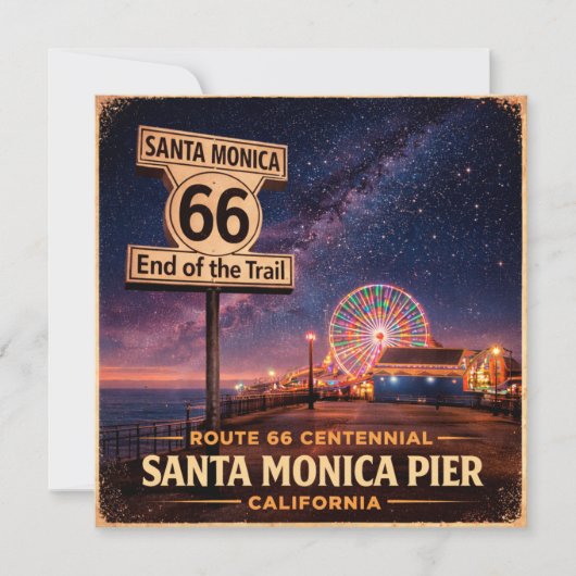 Route 66 Pier Lichter Reise-Grußkarte (Vorderseite)