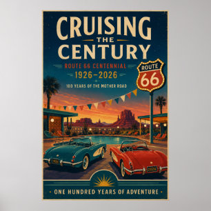 Route 66 Poolside Centennial Cruise Wandkunst Poster