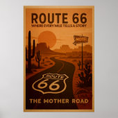 Route 66 Poster - Retro Landschaftliche Fahrt Art (Vorne)