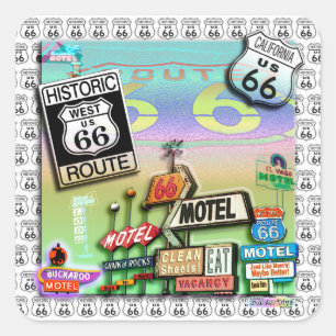 ROUTE 66 Quadrat-AUFKLEBER von PopArtDiva Quadratischer Aufkleber
