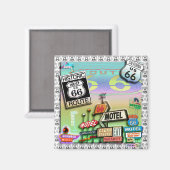 ROUTE 66 QUADRAT MAGNET (Vorderseite/Rückseite)