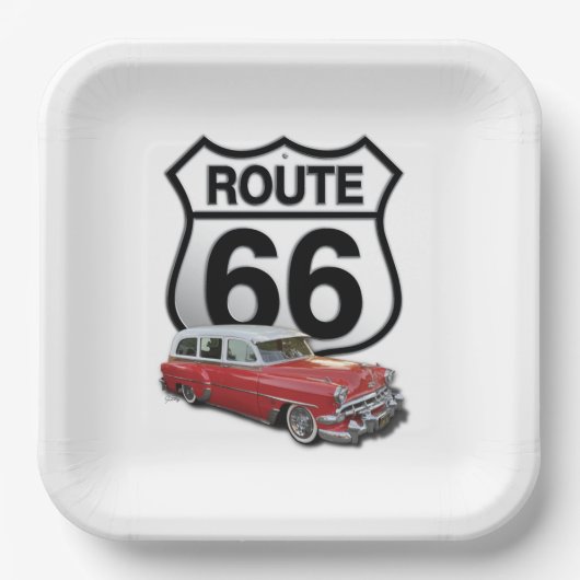 Route 66 Quadratpapierplatte Pappteller (Vorderseite)