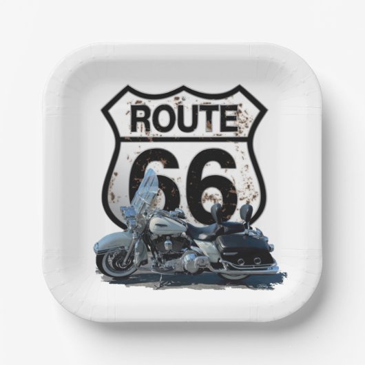 Route 66 Quadratplatte Pappteller (Vorderseite)