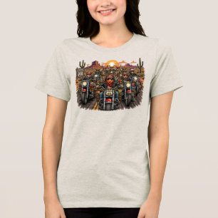 Route 66 Rentier Biker Weihnachts-Crew Tri-Blend Shirt
