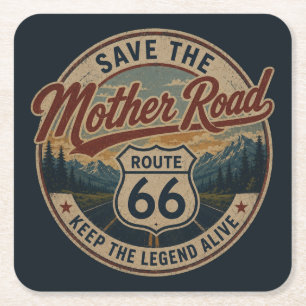 Route 66 Retro Berg-Abzeichen im Nationalpark-Stil Rechteckiger Pappuntersetzer